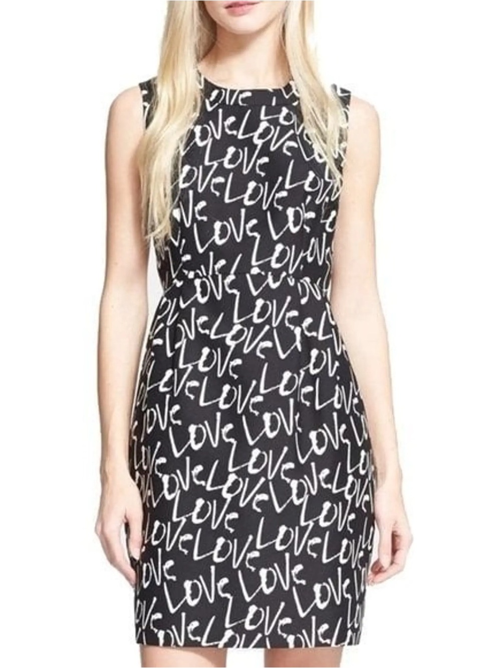 kate spade Black & White 'LOVE' Script Sleeveless Mini Dress